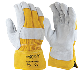 GLOVE LEATHER YELLOW/GREY  